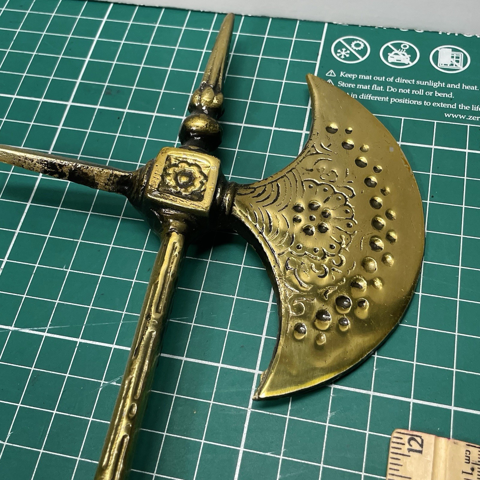 Vintage Metal Decorative Axes Pair Wall Mount Made In Japan Medieval Decor