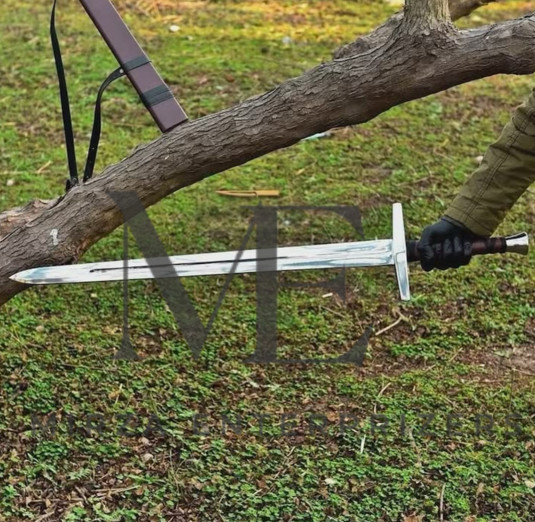 CUSTOM HANDMADE MEDIEVAL LONG SWORD WITH LEATHER SHEATH | USA TAX PAID