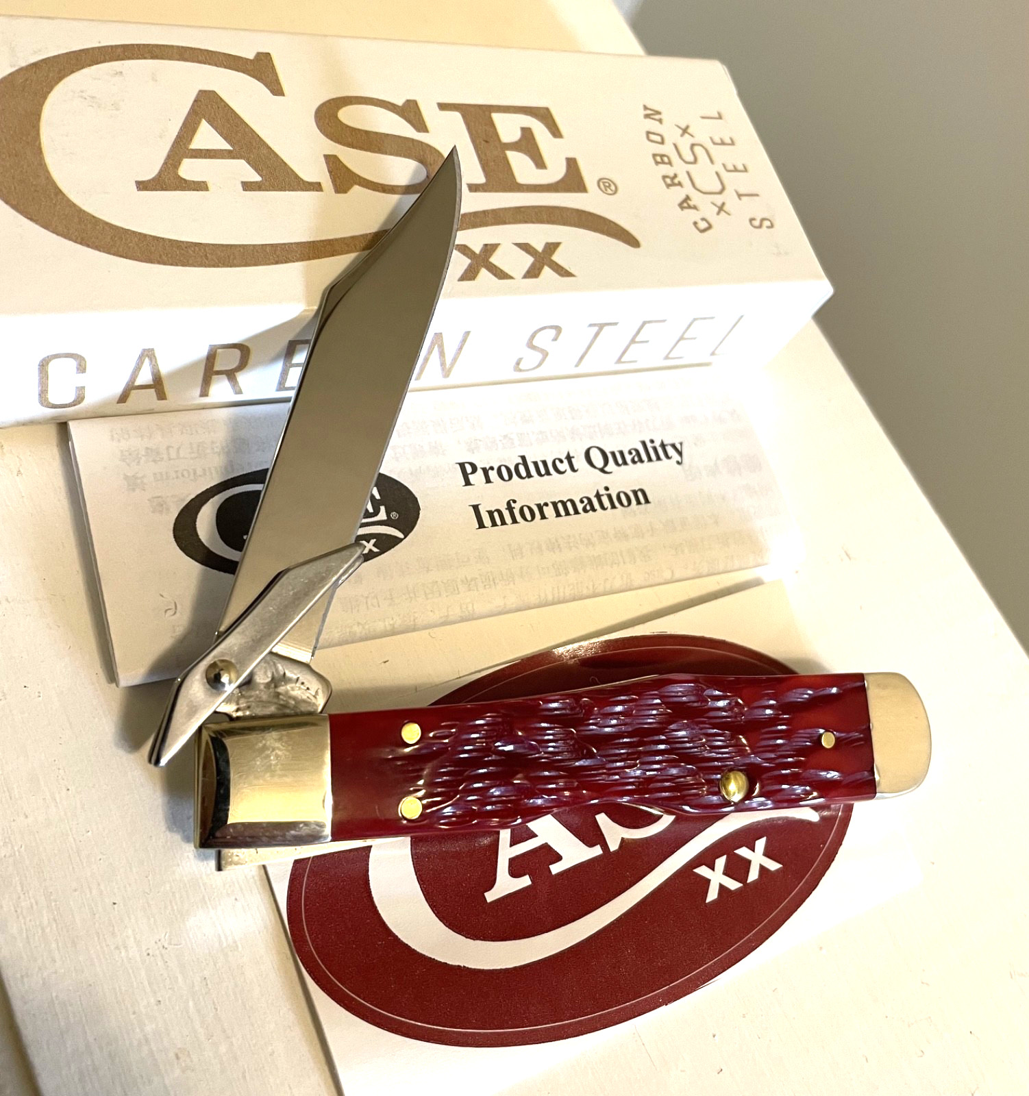 Case XX 2026 Dark Red Bone Peach Seed Jigged Cheetah Cub 611 1/2L CS ITEM #31943