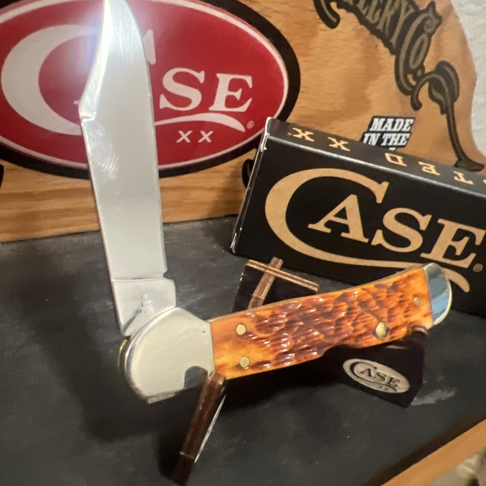 Case XX 2024 Mini Copperlock Harvest Orange Peach Seed Jig Lock-back Gorgeous!