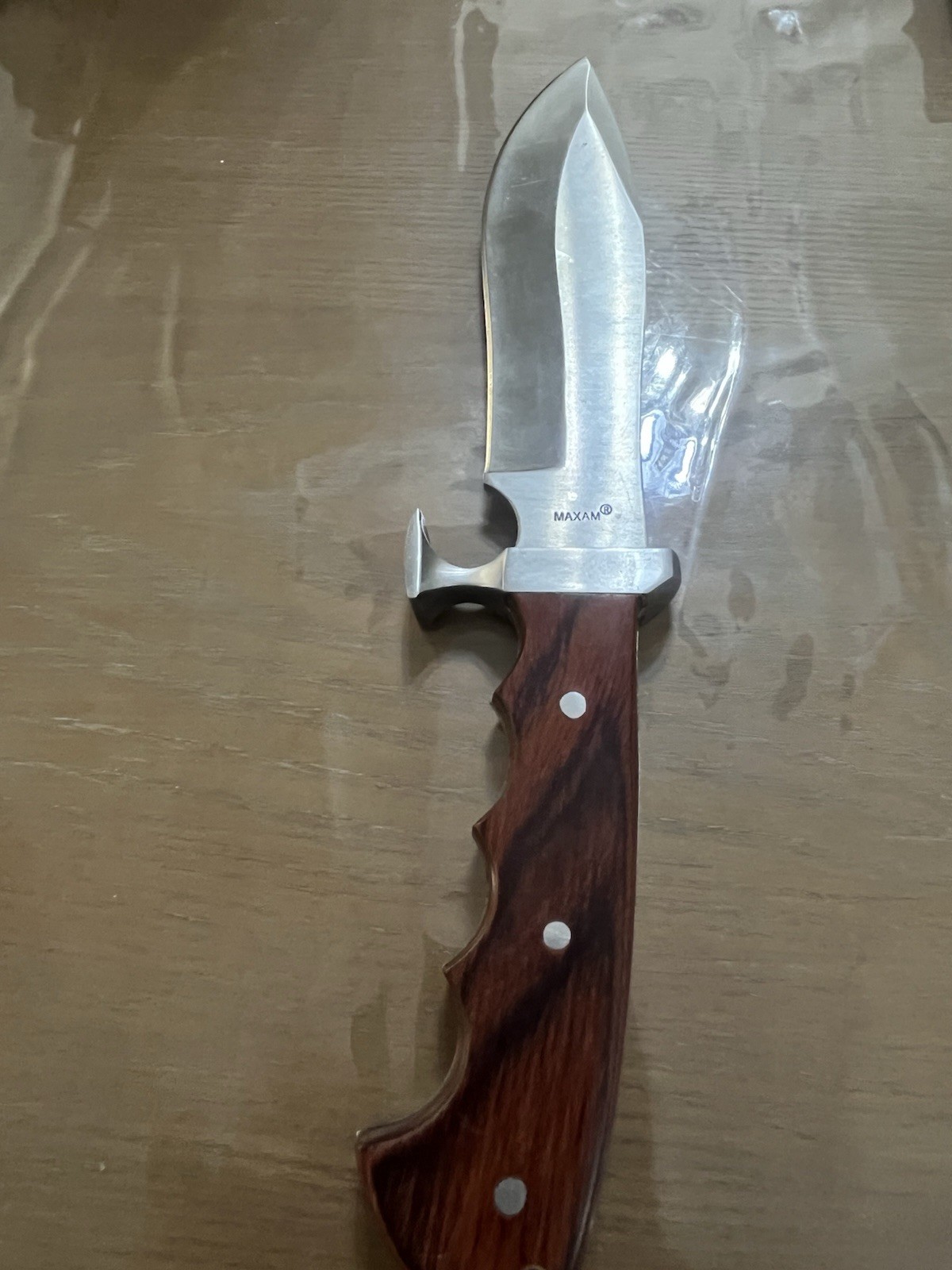 Maxam Stainless Steel Bowie Knife Over 5in Wood Handle Full Tang Clip Point