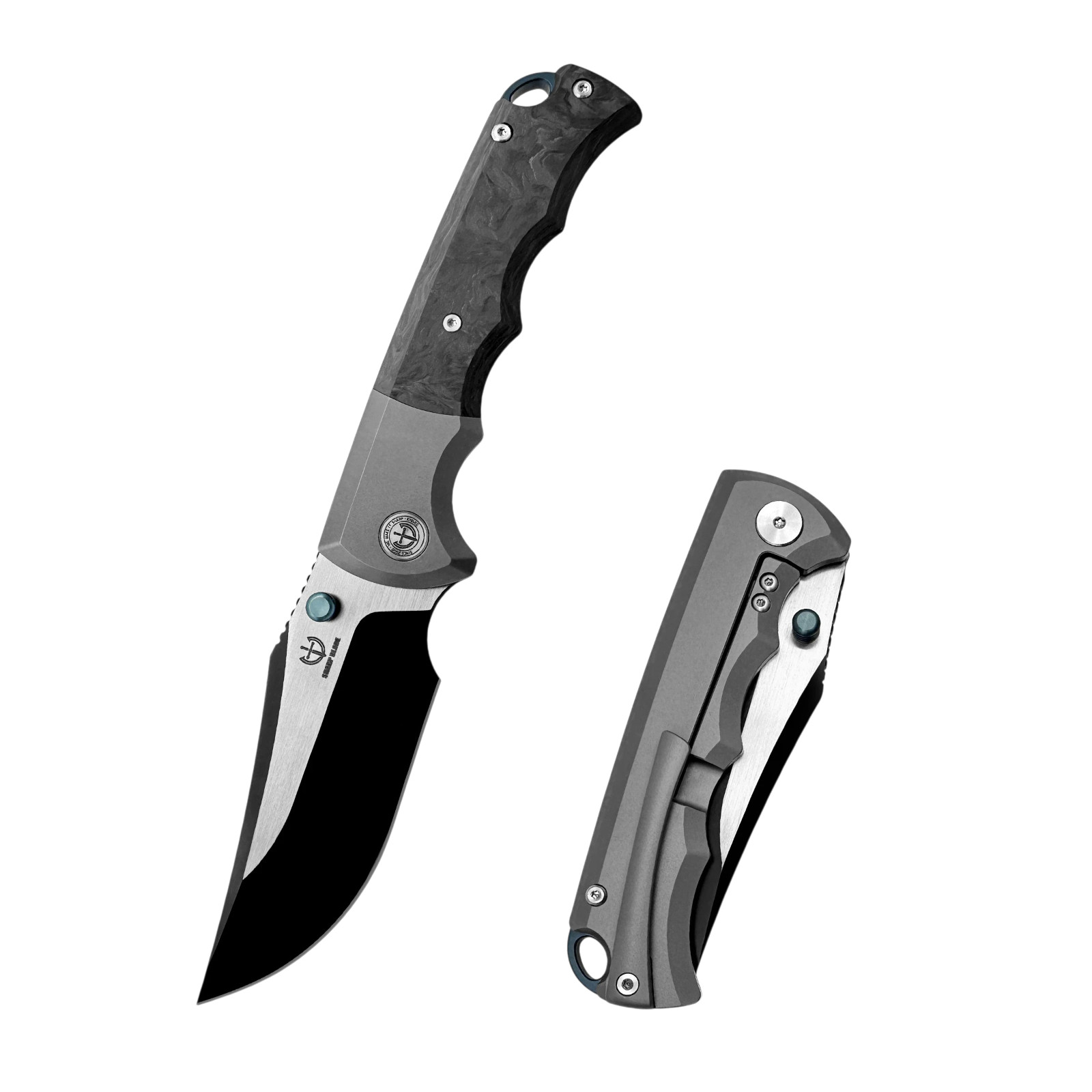 M390 Folding Knife Titanium Carbon Fiber Handle Premium EDC Pocket Knife