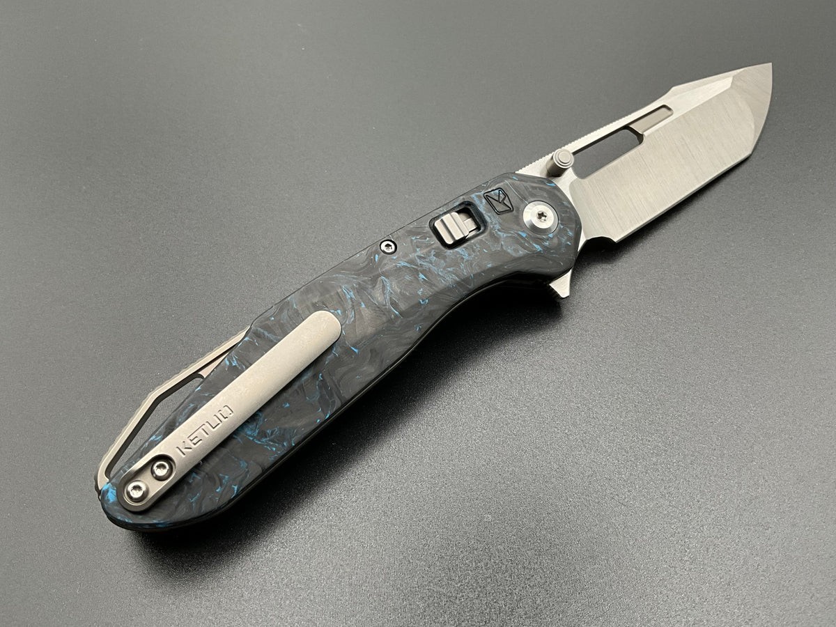 Ketuo Triad Folding Knife 3.25″ Bohler M390 Steel Blade Carbon Fiber Handle