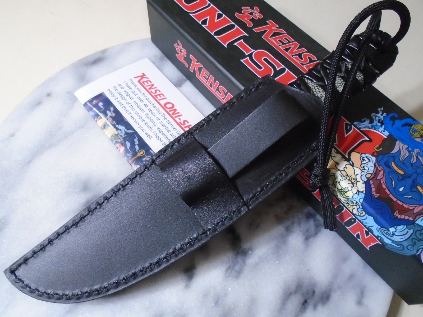 Kensei Oni-Shin Full Tang Japanese Tanto Fixed Blade Knife KE011 Leather Sheath
