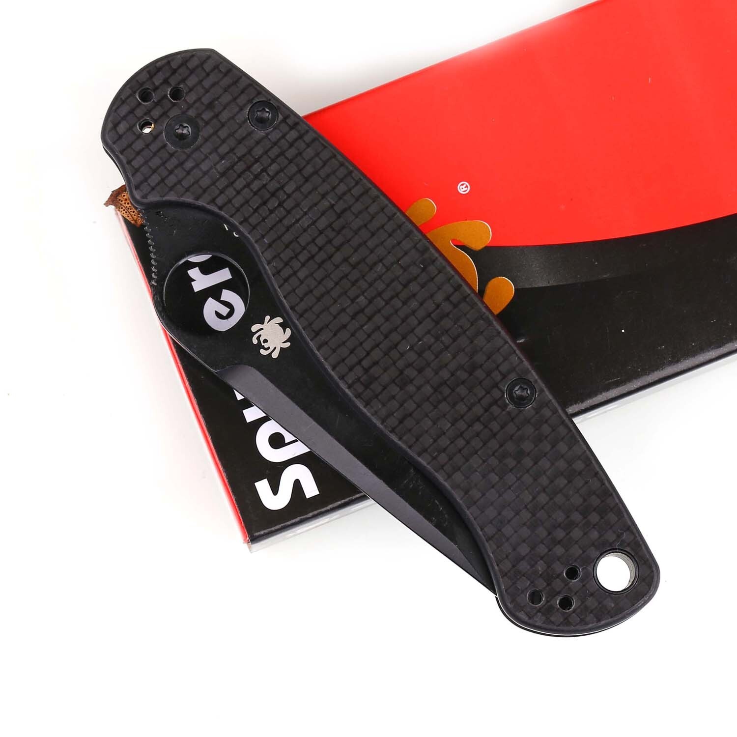 Camping Tactical Folding Knife With Pocket Clip Carbon Fiber Handle Lock Back
