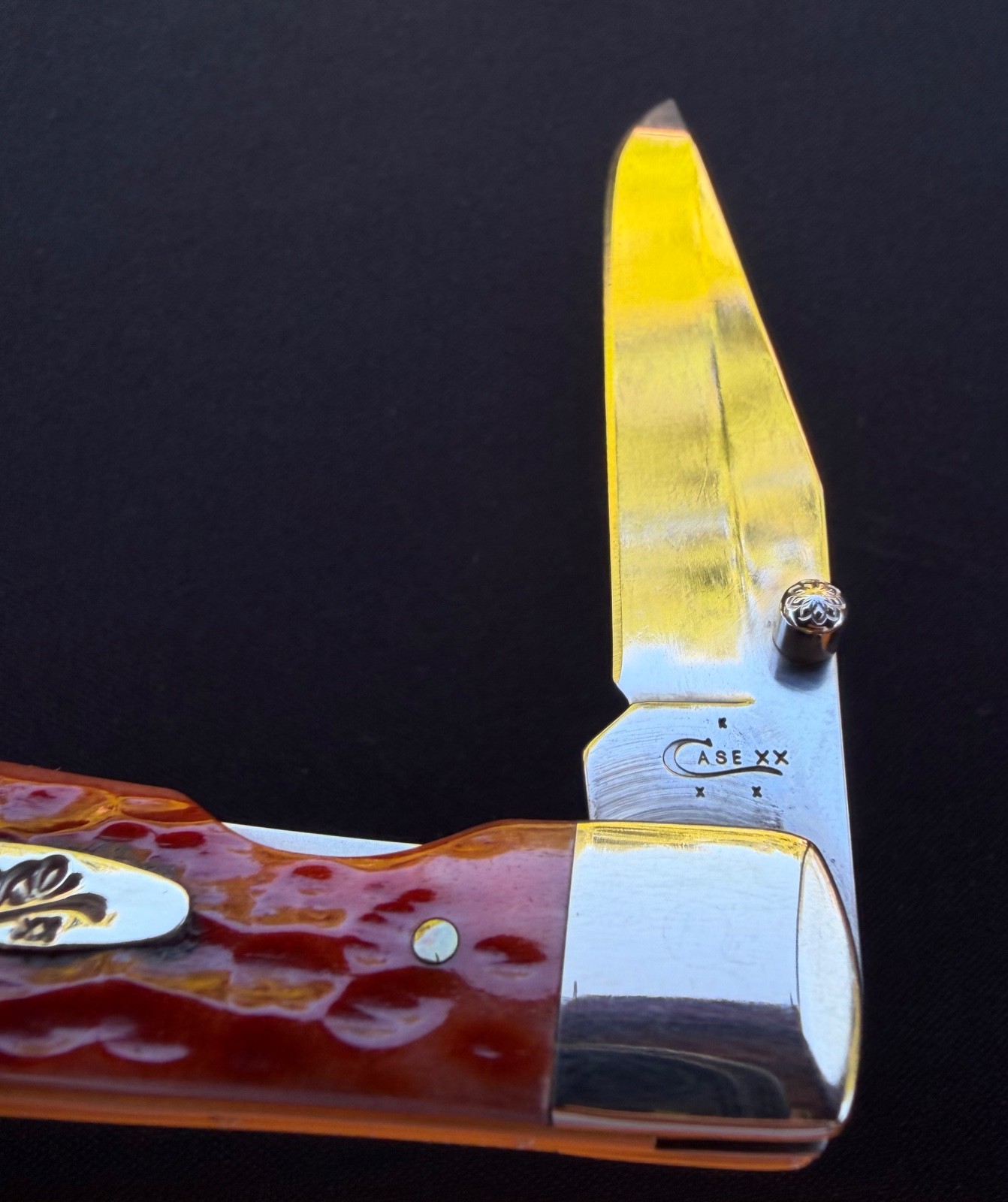 2017 Case XX USA 6154L CV Trapperlock Red Bone Linerlock Pocket Knife Used