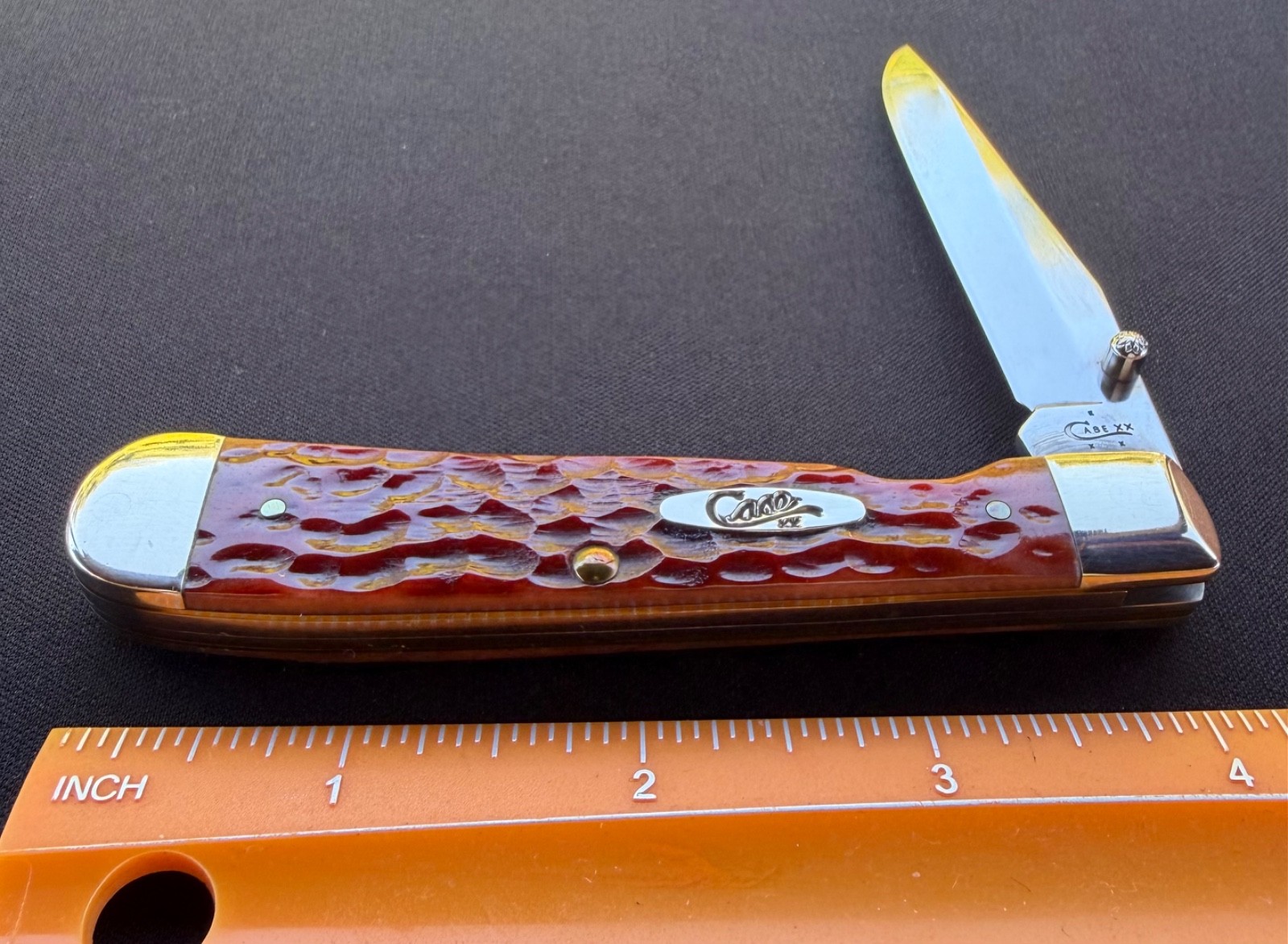 2017 Case XX USA 6154L CV Trapperlock Red Bone Linerlock Pocket Knife Used