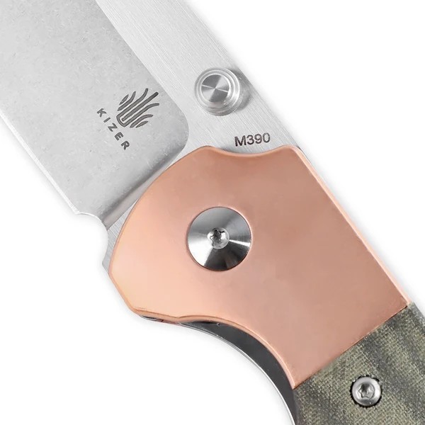 Kizer Deviant EDC Folding Pocket Knife M390 Blade Copper + Micarta Handle