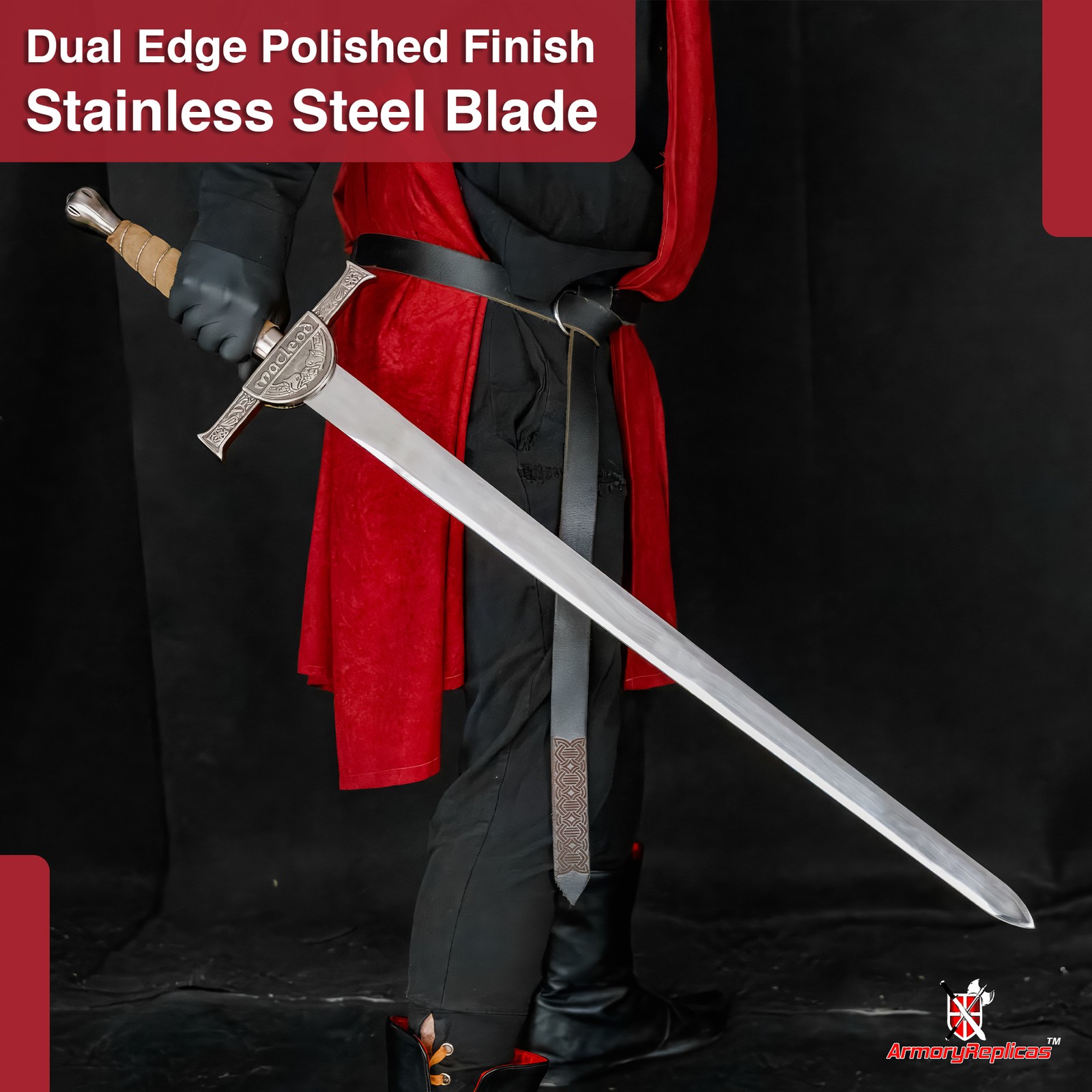 Medieval Macleod Clansman Connor Longsword Replica Stainless Steel Blade