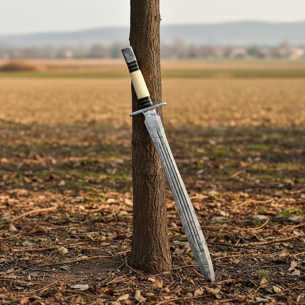 Hand Forged Damascus Steel Battle Ready Viking Sword With Sheath, Medieval Style