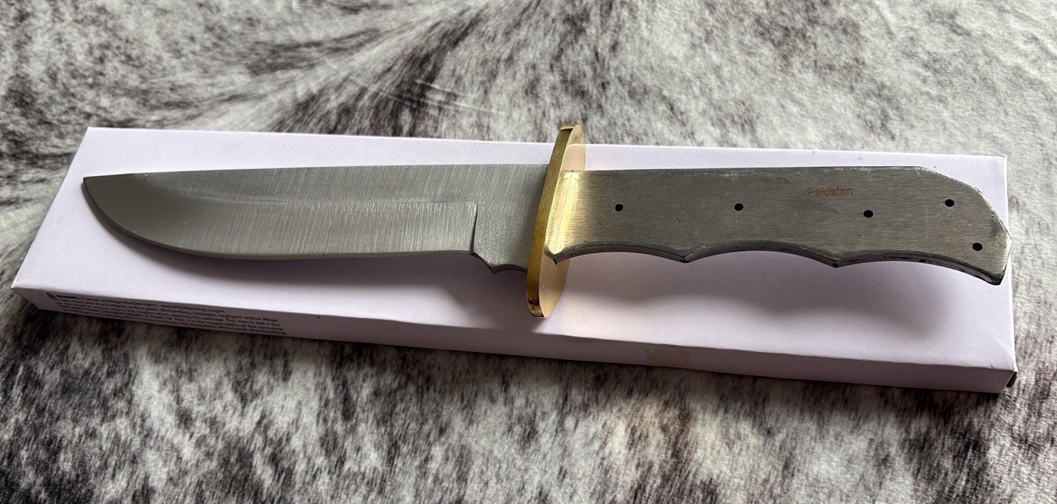 12” Stainless Steel Knife Blank Full Tang Brass Make Your Own Handle DIY XL Big
