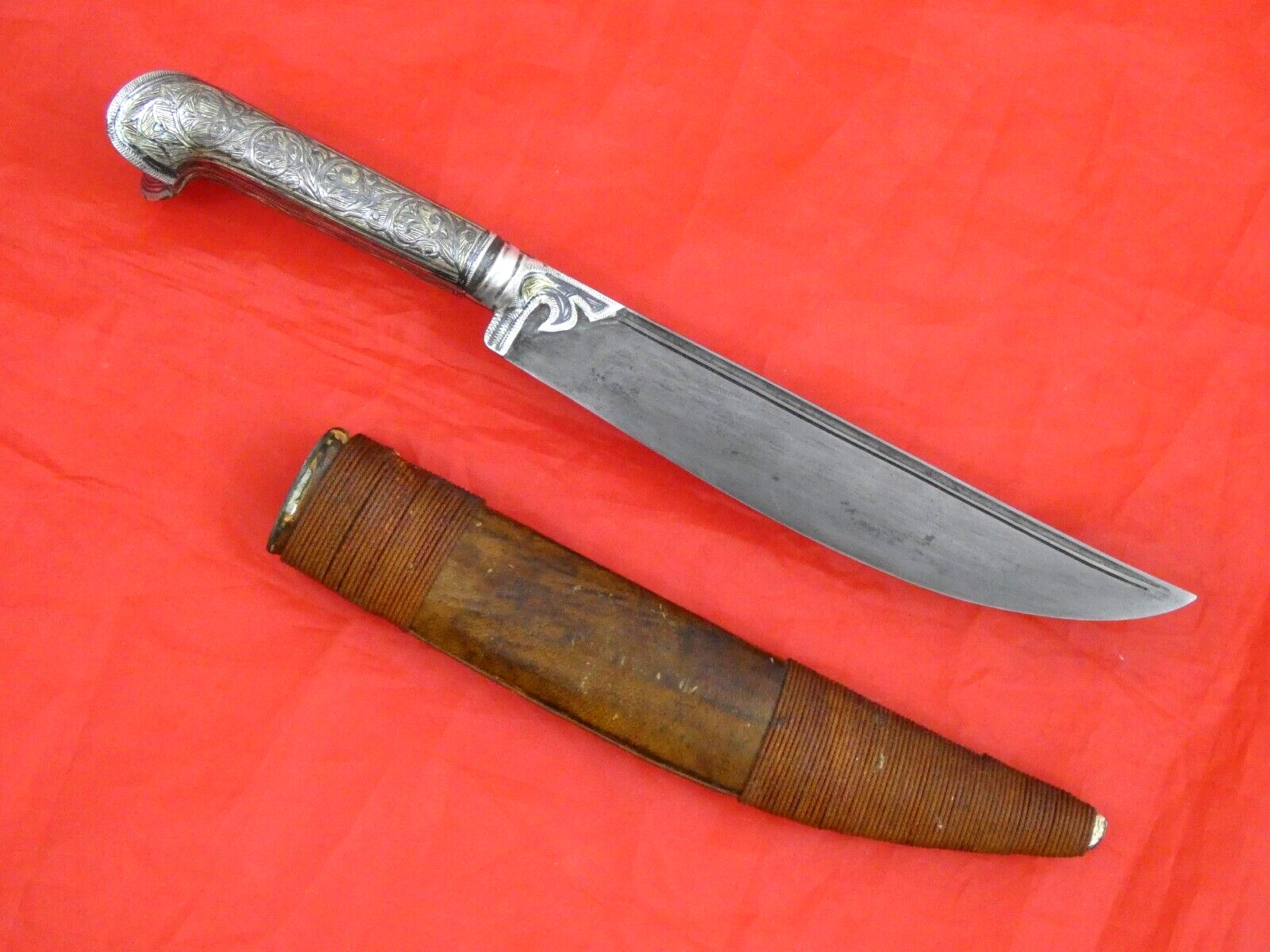 ANTIQUE GREEK DAGGER KNIFE NIELLO SILVER YATAGHAN 1906 / Turkish Ottoman Sword