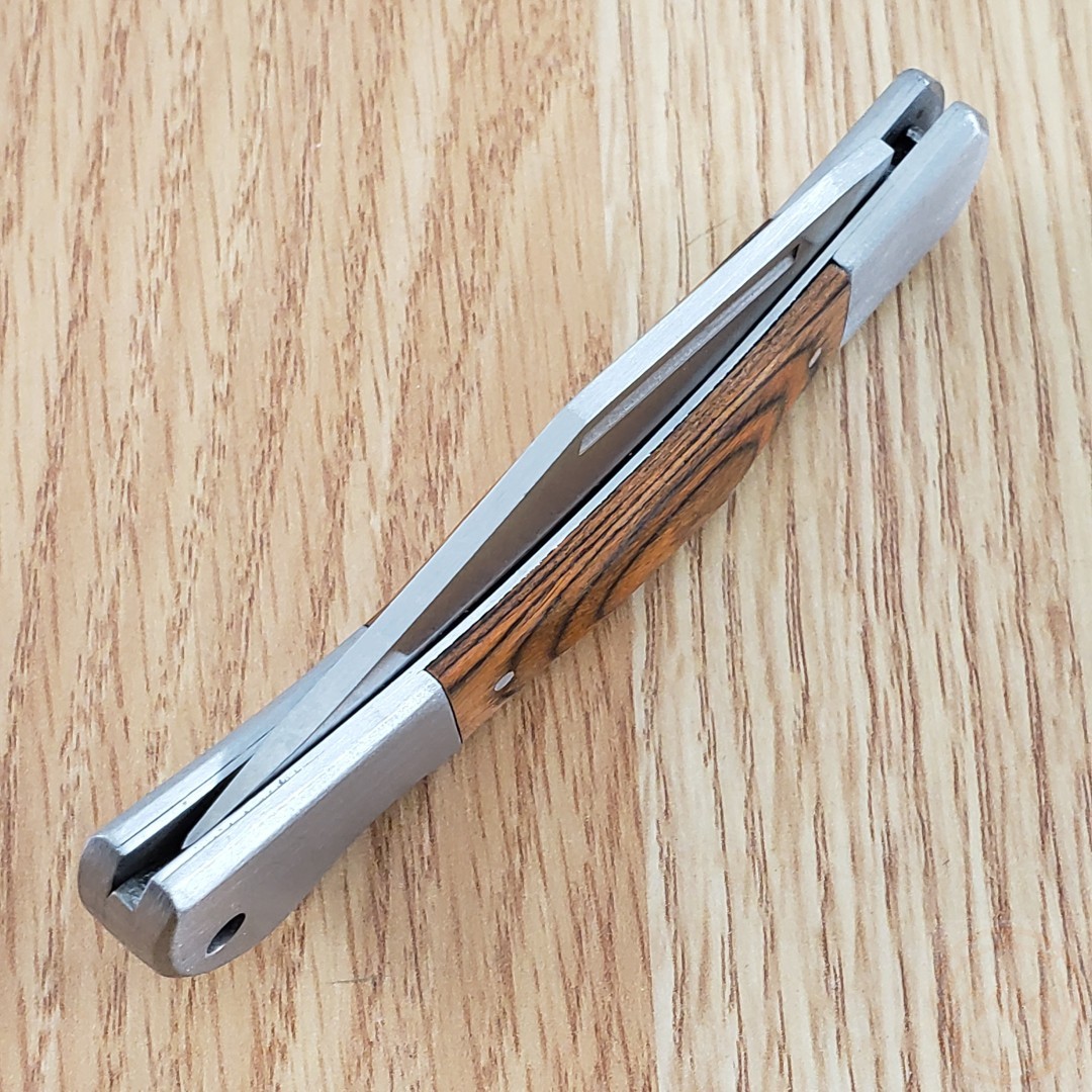 Lockback Folding Knife Stainless Steel Clip Point Blade Brown Pakkawood Handle