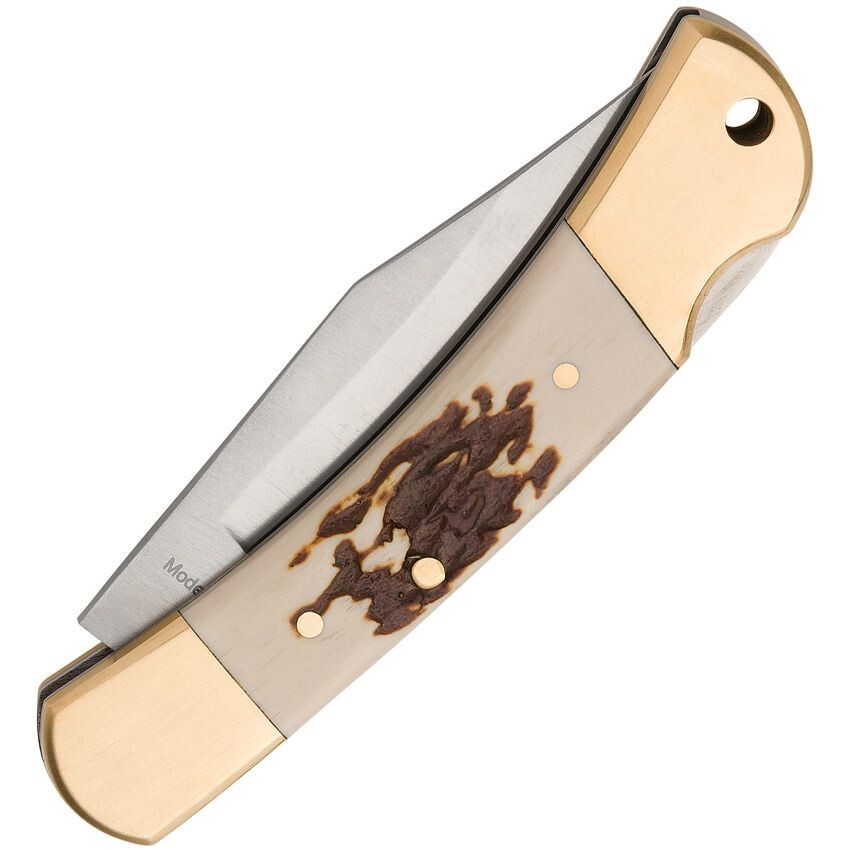 Winchester Stag Handle Lockback Folding Pocket Knife Clip Point Blade