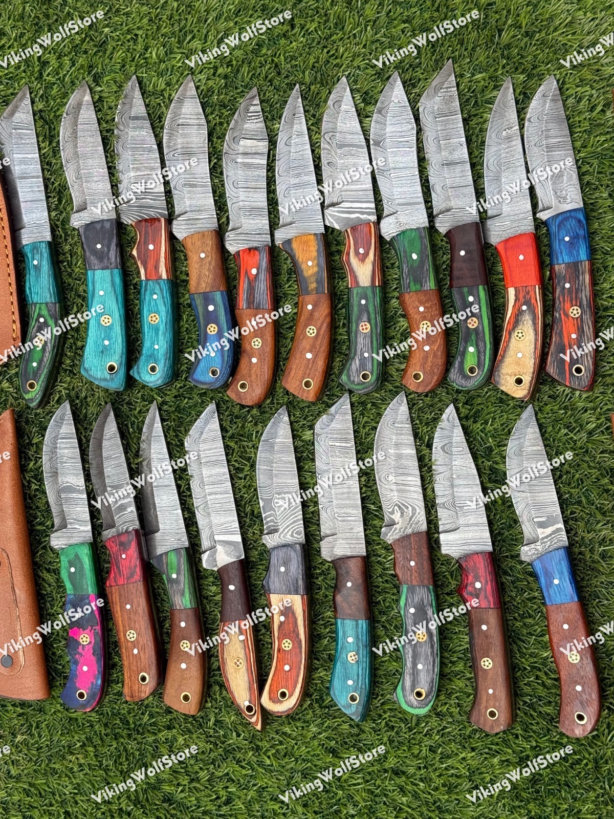 Lot of 20 Custom Handmade Damascus Steel 8″ Full Tang Skinner Hunting Knifes US.