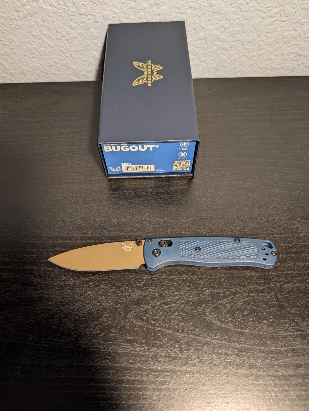 Benchmade Bugout 535FE-05 (100% Authentic) Blue Grivory S30V Axis Drop Point