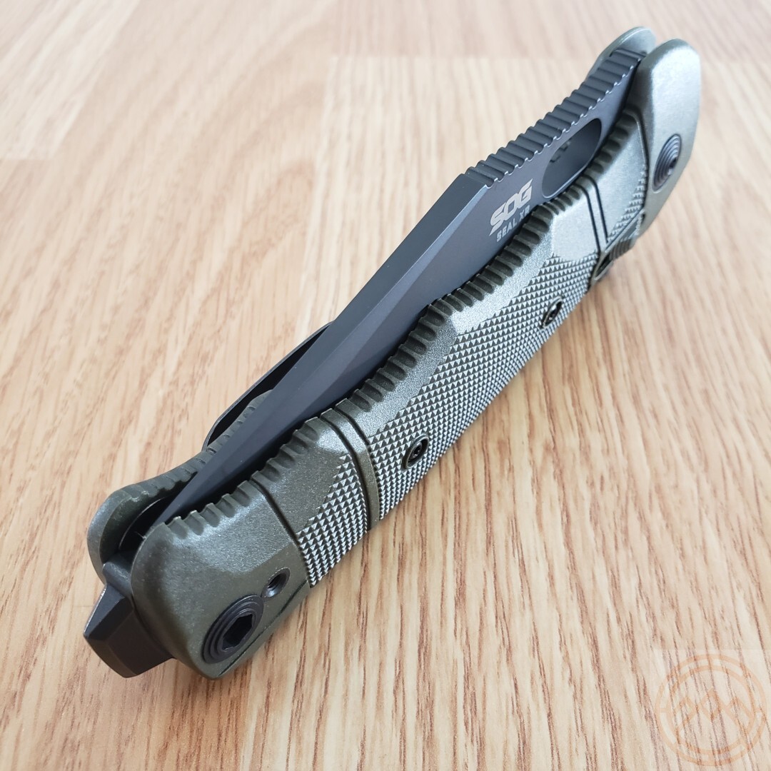 SOG SEAL XR Folding Knife 4″ S35VN Steel Clip Point Blade OD Green GRN Handle