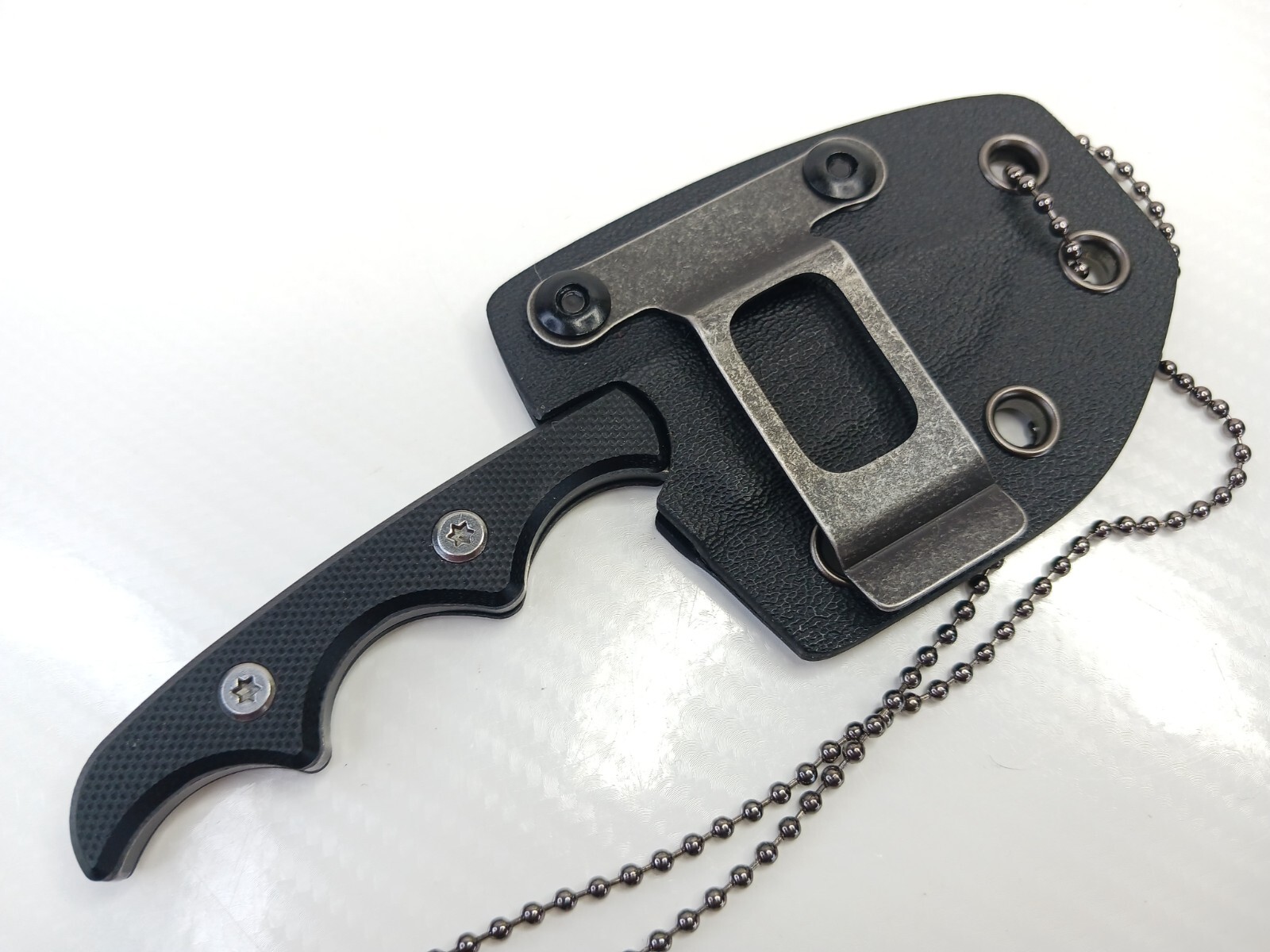Tanto Horizontal Conceal Carry Fixed Blade Neck Knife Kydex Belt Clip Full-Tang