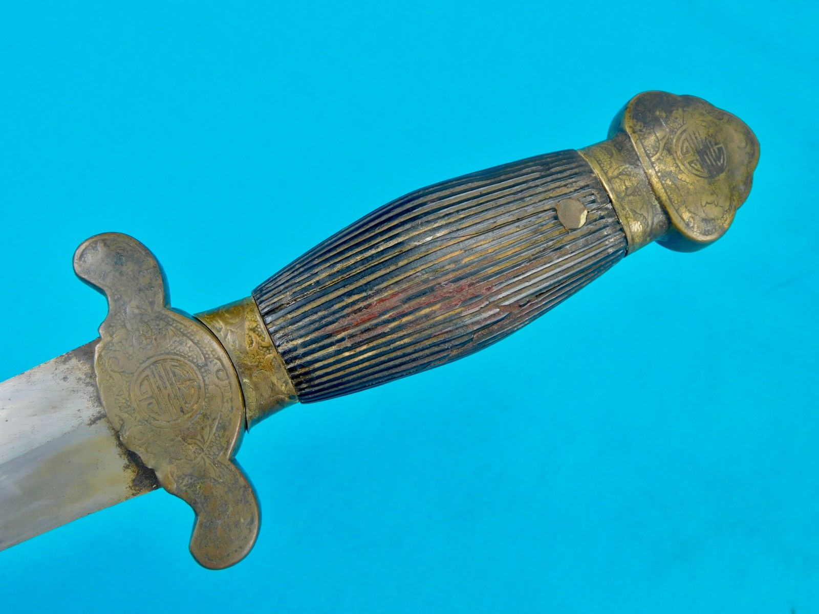 Antique Old 19 Century Chinese China Short Sword w/ Scabbard