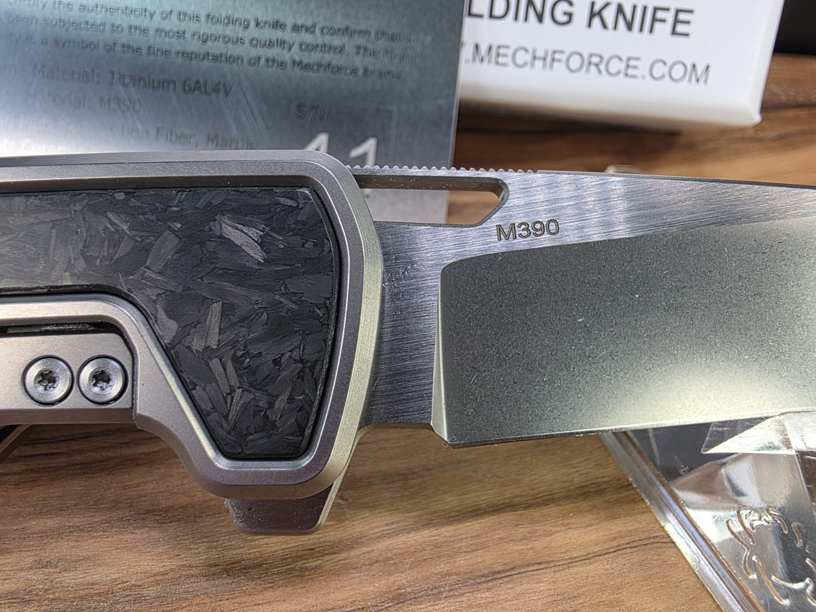 Mechforce Knives M1 Titanium/CF Handle & Bohler M390 Blade Folding Knife #41 NIB