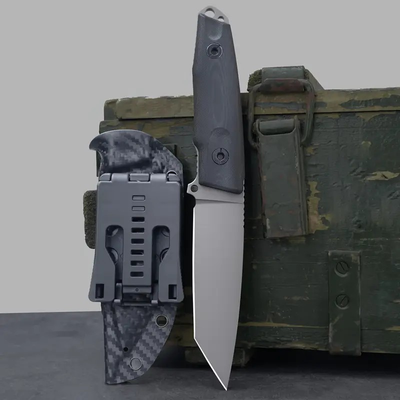 New 9.25″ Tactical Fixed Blade Knife Deluxe Carbon Fiber Sheath 4.5″ Tanto Blade