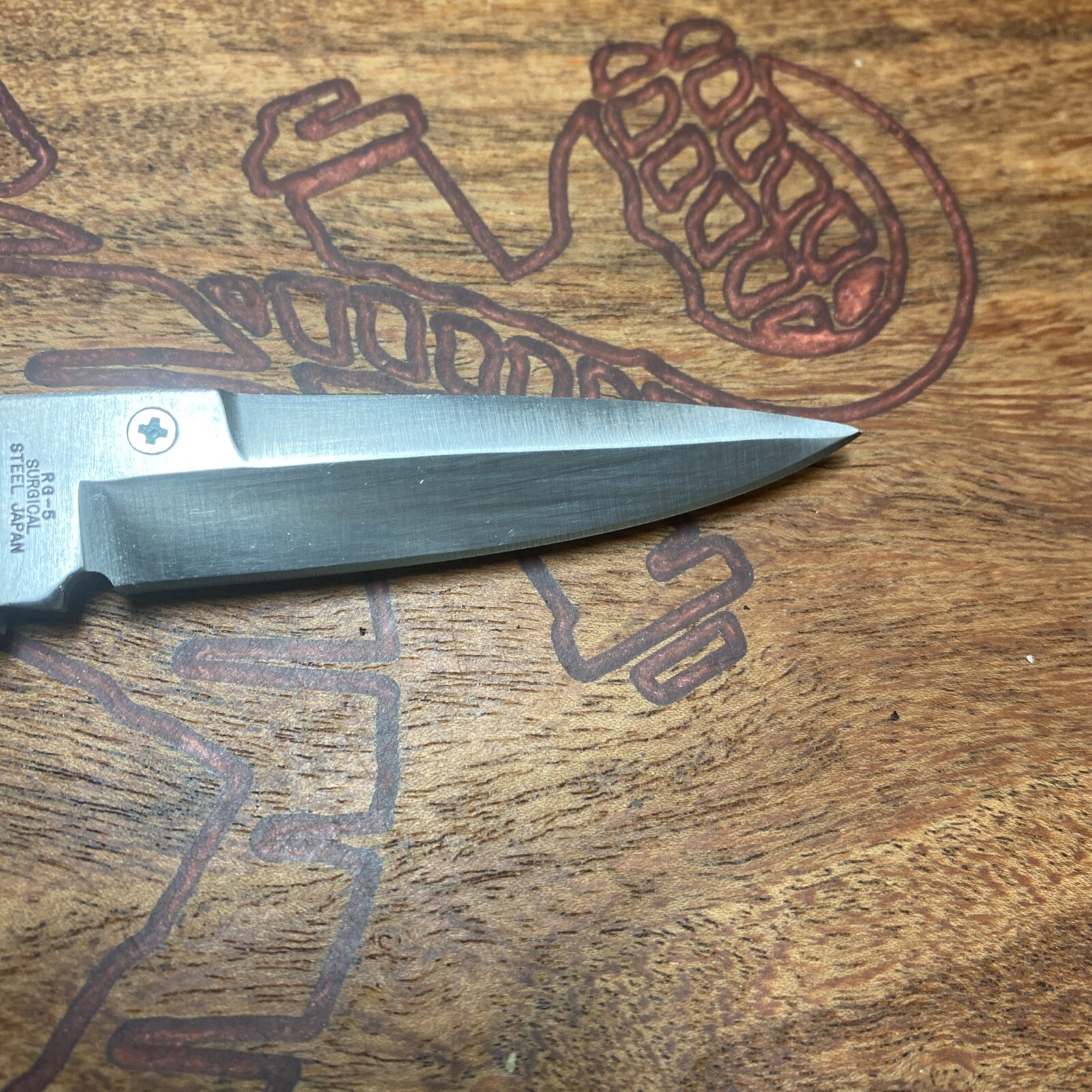 Vintage/Rare Rigid Knife RG-5 Top Lock – Wood Scales Folding Pocket Knife- Japan