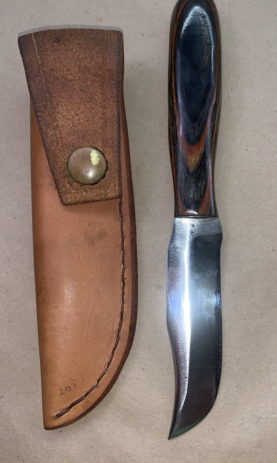 1983 Anza Trailing Point Swedge Knife 201 Original Sheath BROKEN SNAP Hand Made