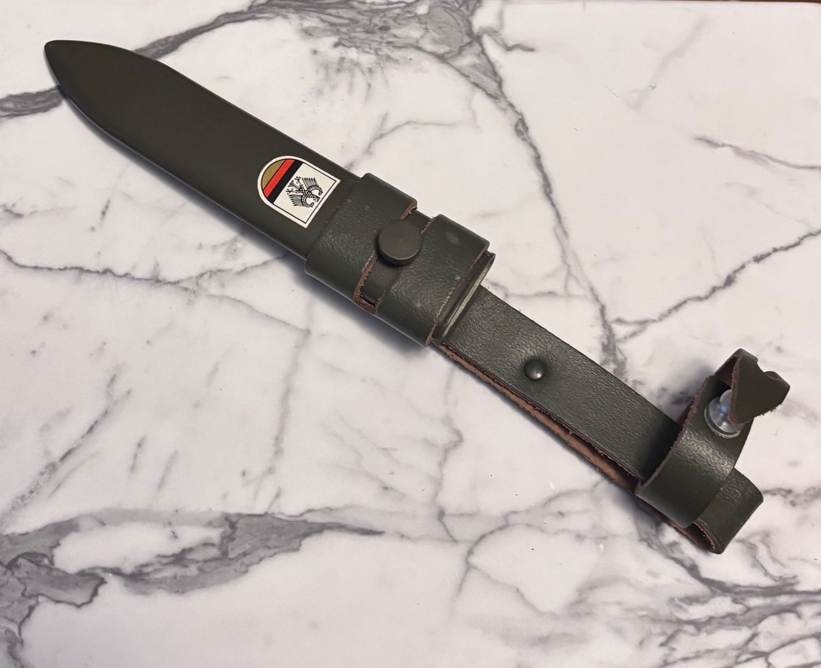 Vintage Original Bundeswehr German Army Combat fixed blade knife with sheath.