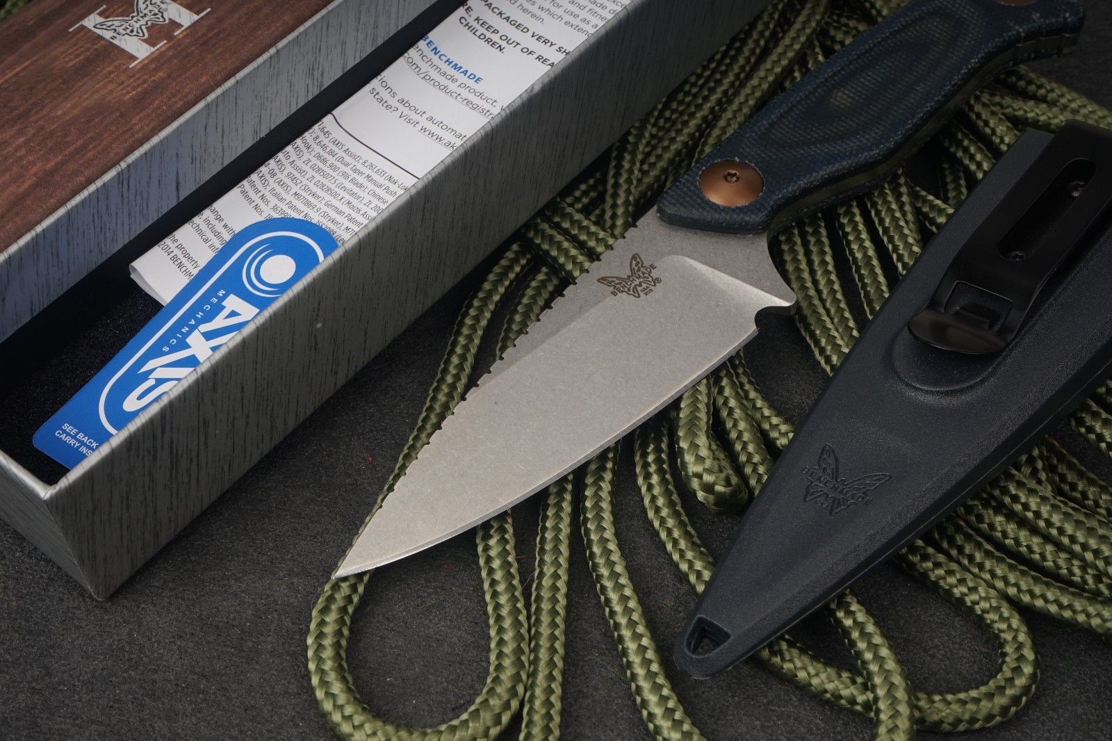 Benchmade Dacian CPM-MagnaCut Fixed Blade Blue Denim Micarta Sheath New USA