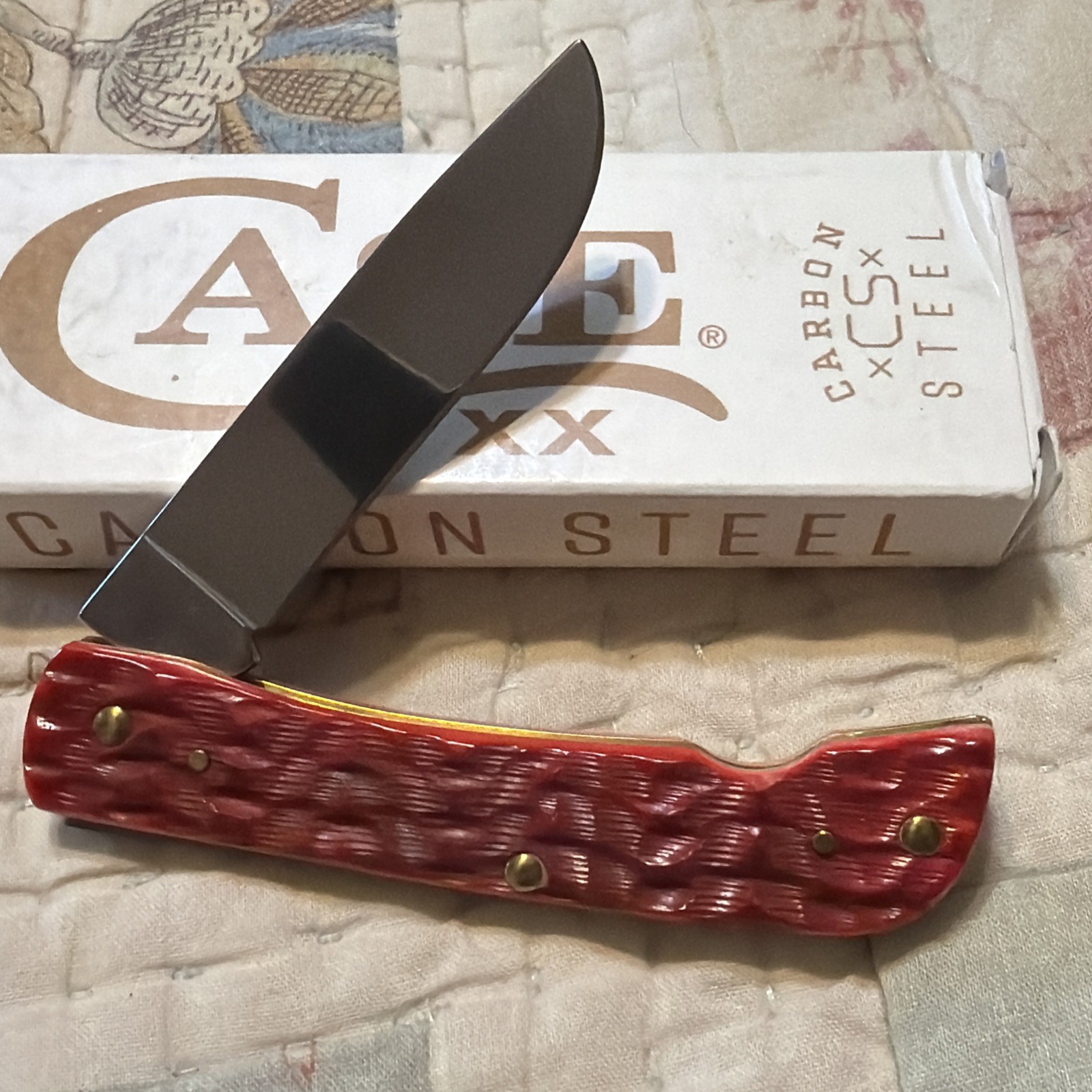 2025 Case XX Dark Red Jig Bone Sod Buster Jr 31945 6137 CS Knife Custom EZ Open