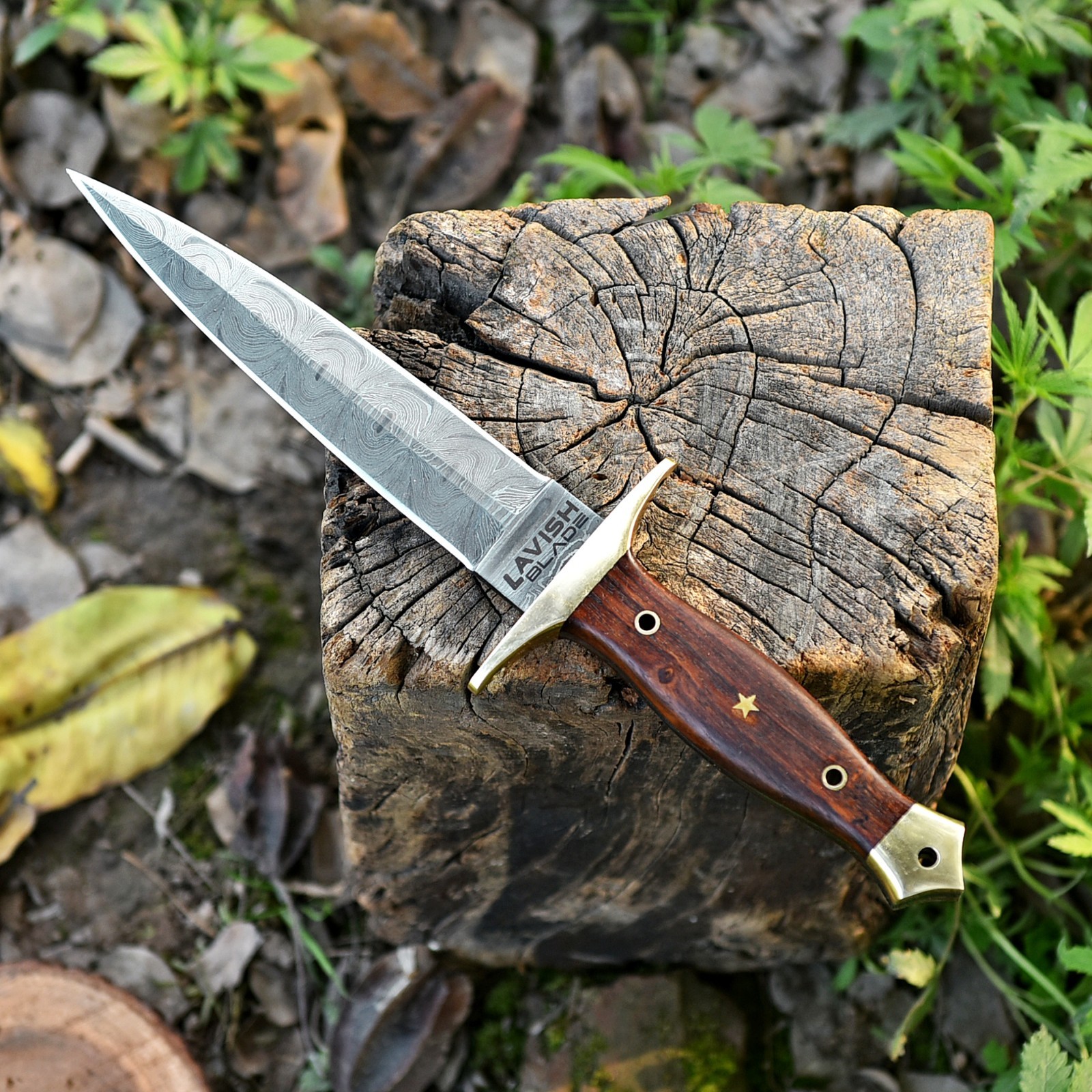 Handmade Damascus Dagger Athame Knife Wood Handle with sheath Christmas Gift