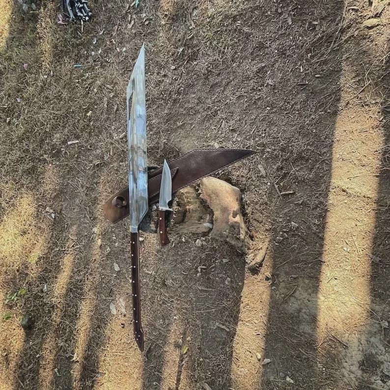 Custom Handmade Carbon Steel Blade Long Machete Sword | Hunting Sword | Camping