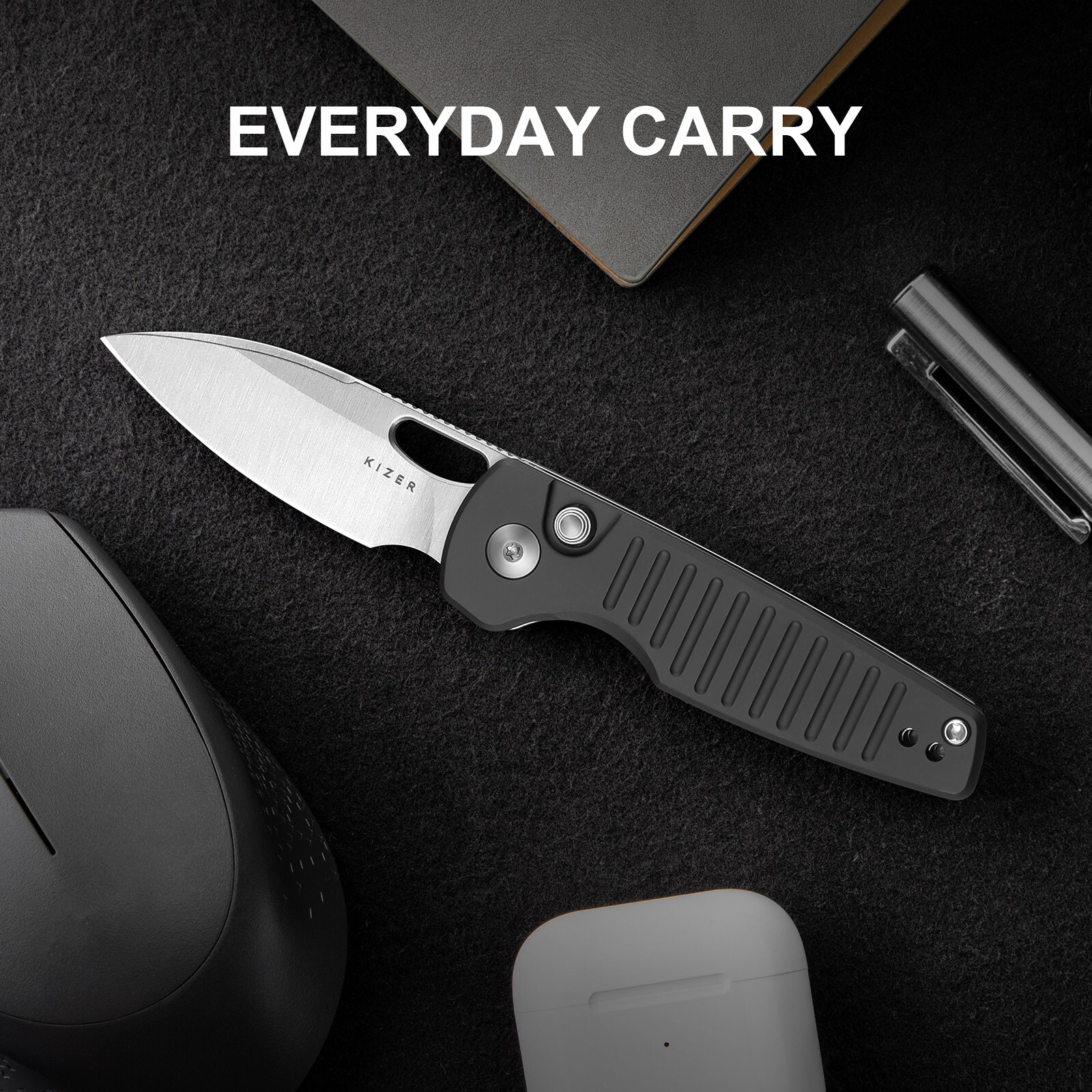 Kizer Parakeet EDC Folding Knife Drop Point Nitro-V Blade Aluminum Handle