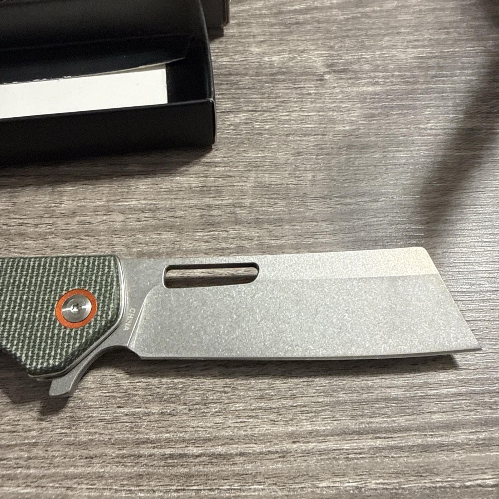 Dispatch Pocketknife Green Micarta Handle Stainless Cleaver Blade Manual Liner