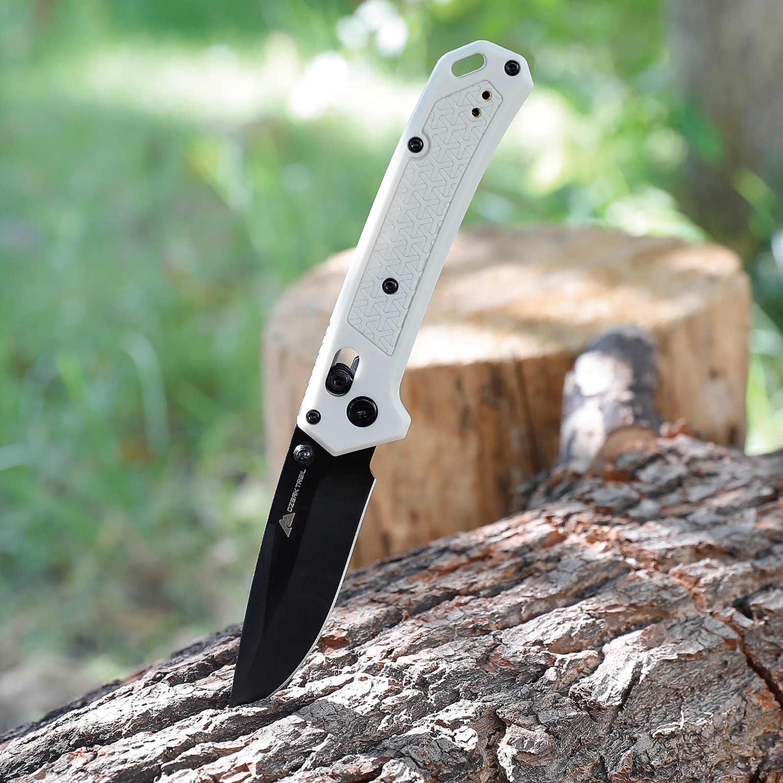 Ozark Trail Glacier 7.5 Inch Folding Knife White w/ Shaft Lock