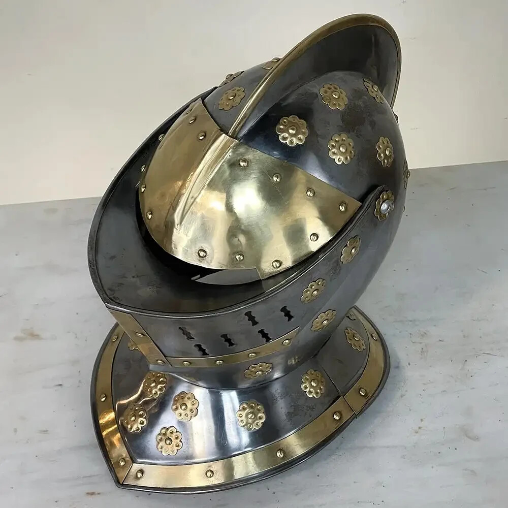 Vintage French Medieval Knight’s Helmet in Brass for Best gift