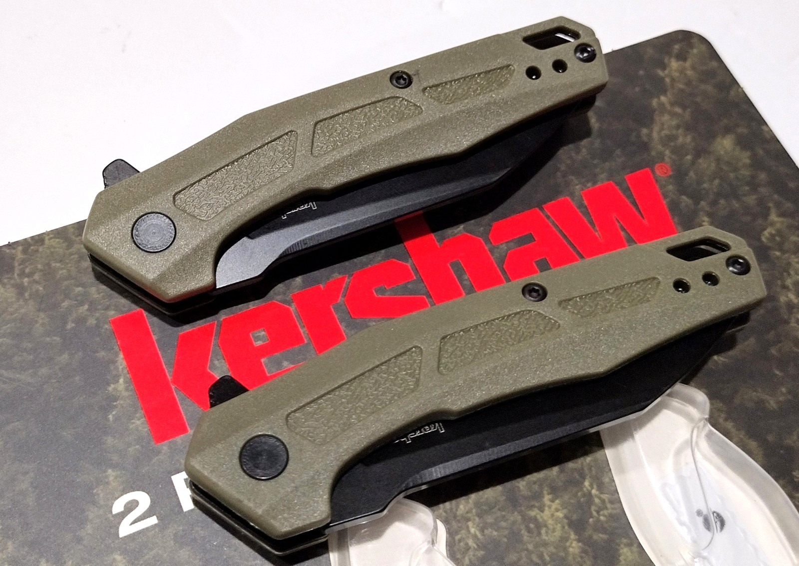 KERSHAW KS7018 2 PC OD Green Spring Open Assisted Tactical Folding Pocket Knife