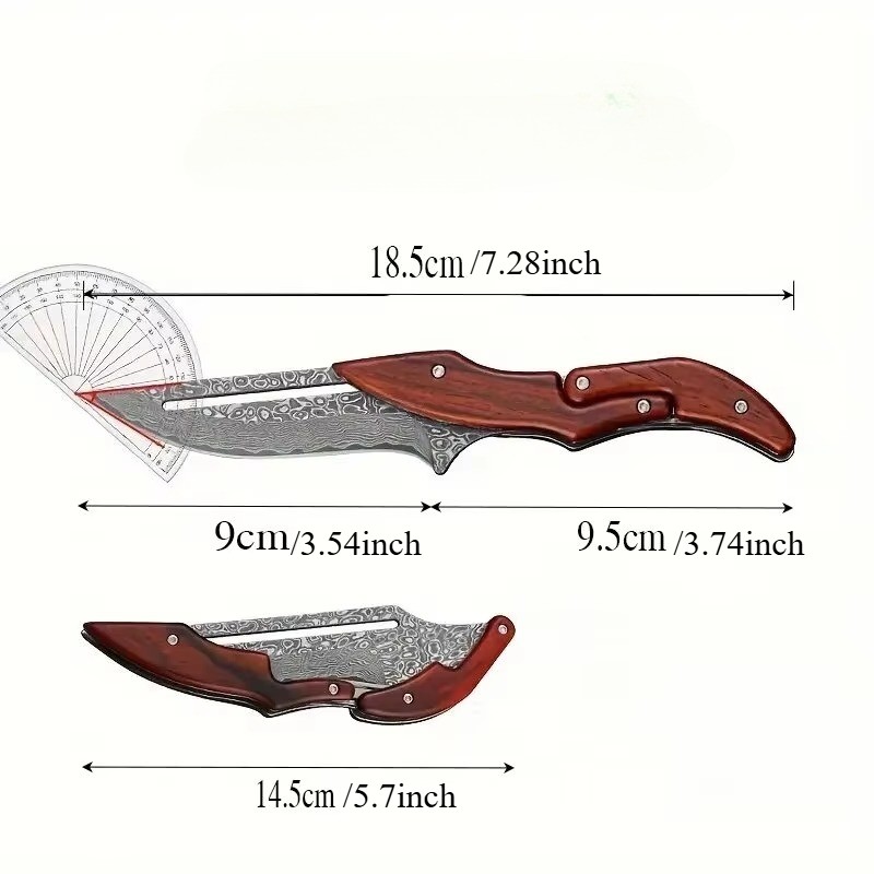 Damascus Deployable Folding Knife, Outdoor Pocket Jungle Hunting Knife