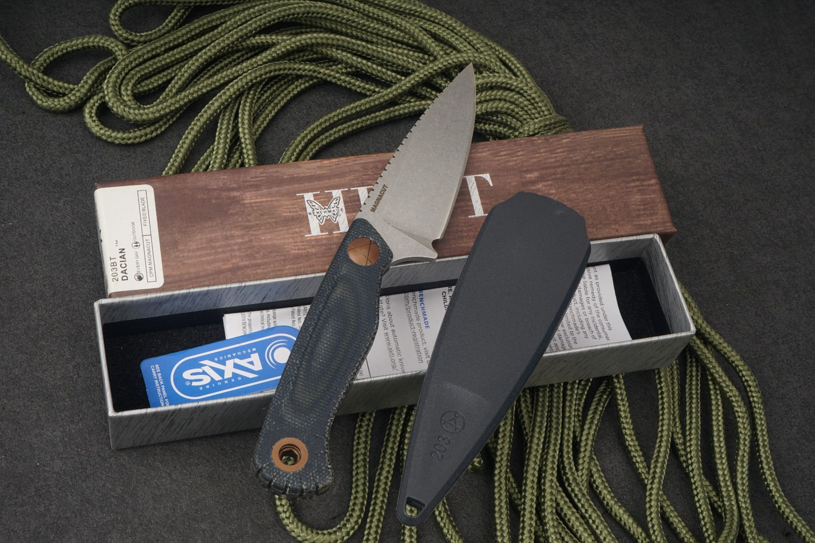 Benchmade Dacian CPM-MagnaCut Fixed Blade Blue Denim Micarta Sheath New USA