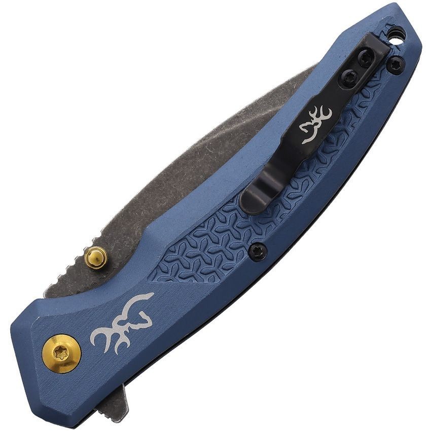 Browning Linerlock Folding Knife 3.5″ 7Cr17MoV Steel Blade Blue Aluminum Handle