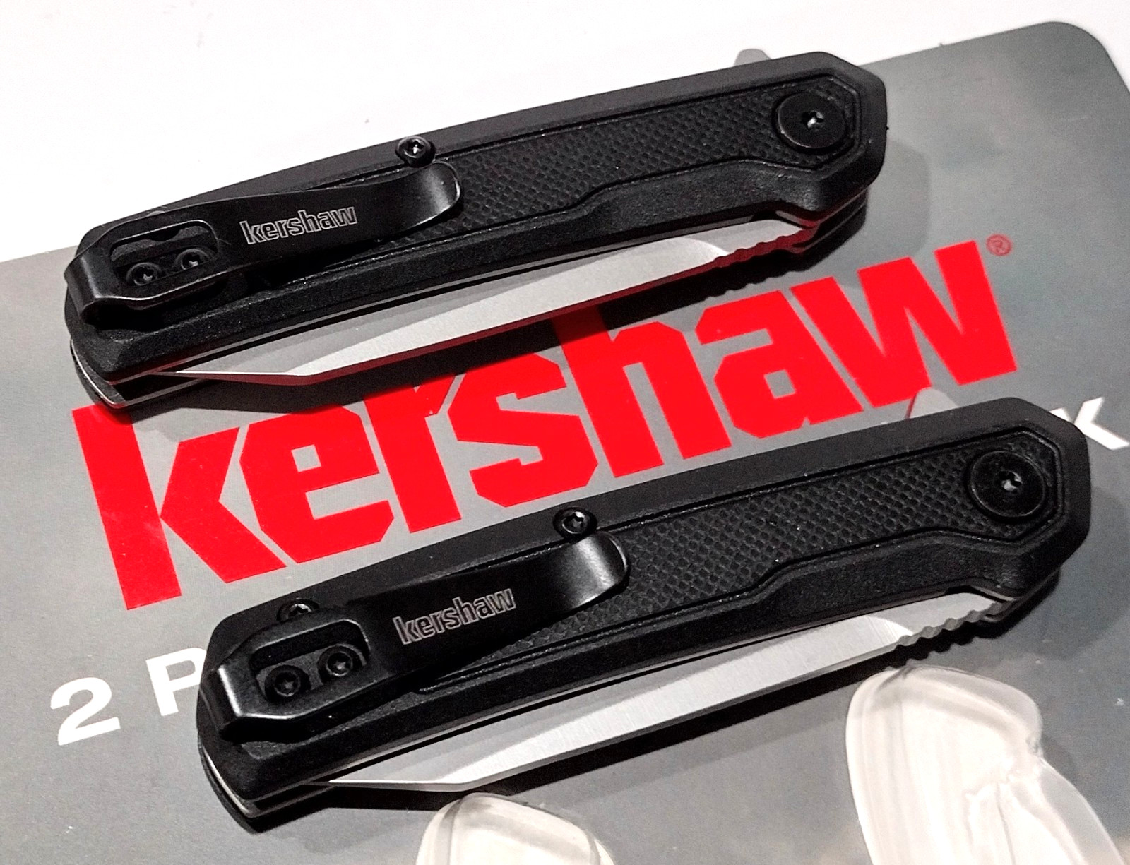 KERSHAW KS7017 2 PC BLACK Spring Open Assisted Tactical Folding Pocket Knife