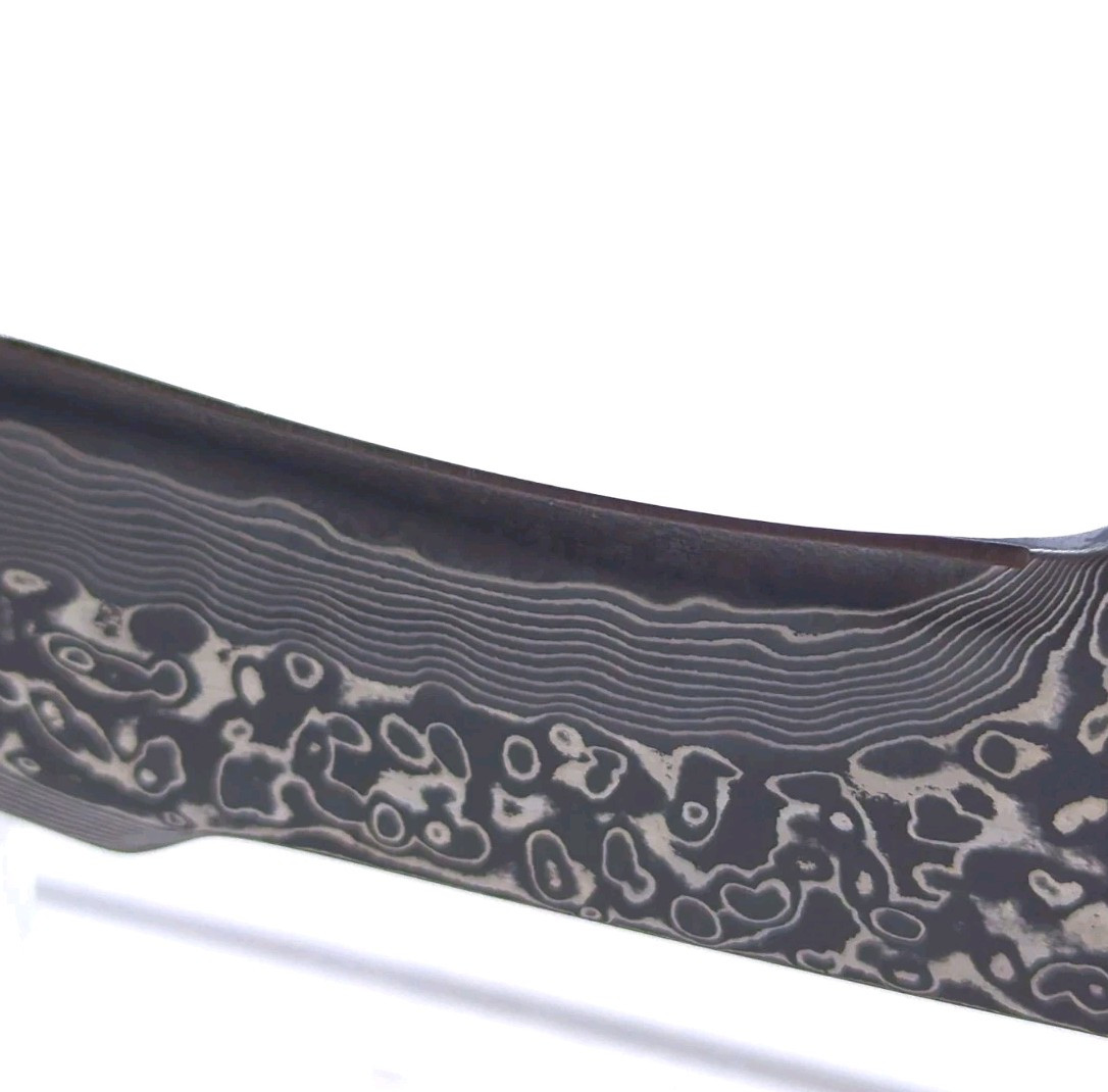 5.5-inch Hunting Knife w/ STAINLESS Laser-Etched DAMASCUS Blade & LEATHER Sheath