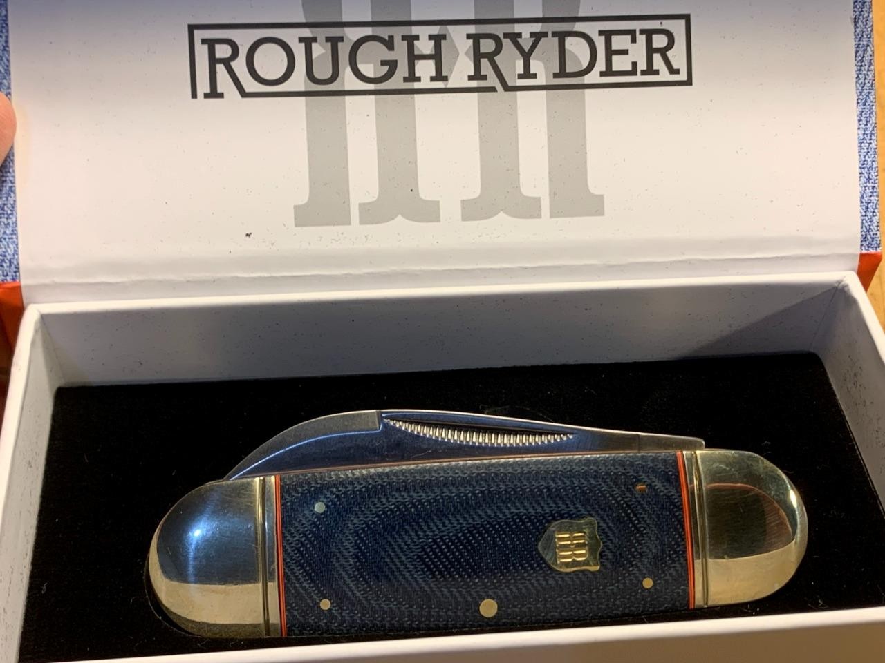 Rough Ryder Faded Blue Jeans Micarta Large Toenail 4 1/4″ Pocket Knife RR2348