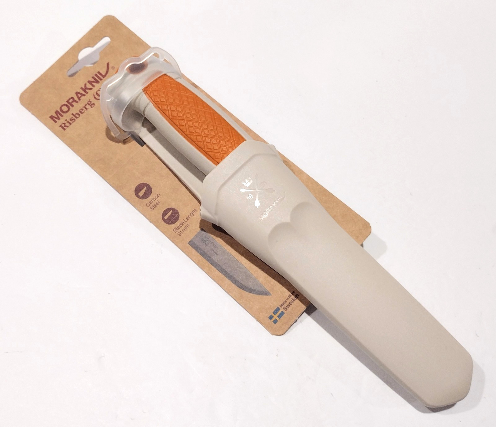 MORA SWEDEN MORAKNIV ORANGE/BEIGE RISBERG (C) GERMAN CARBON STEEL UTILITY KNIFE