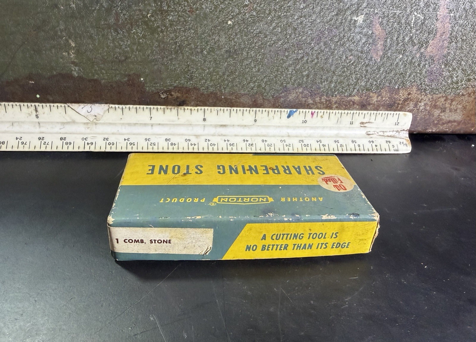 Vintage Norton India IB 34 Combination Sharpening Stone NOS Oilstone W/ Box USA