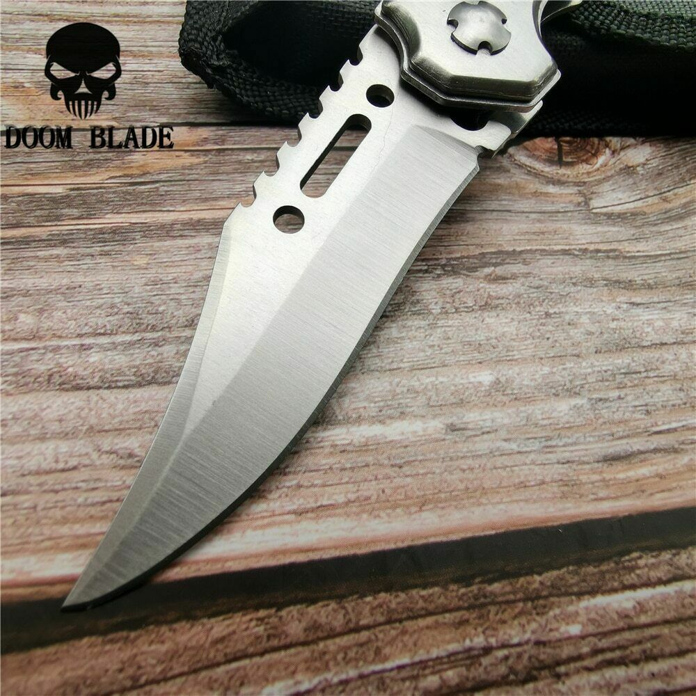 Assisted Blade Knives Pocket Tactical Folding Blade Knife Survival Hunting LED