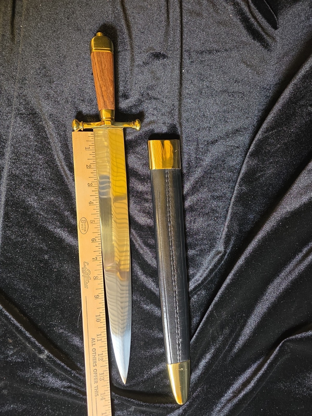 Vintage Windlass India Knife Wood Handle Leather Sheath 14″ Blade