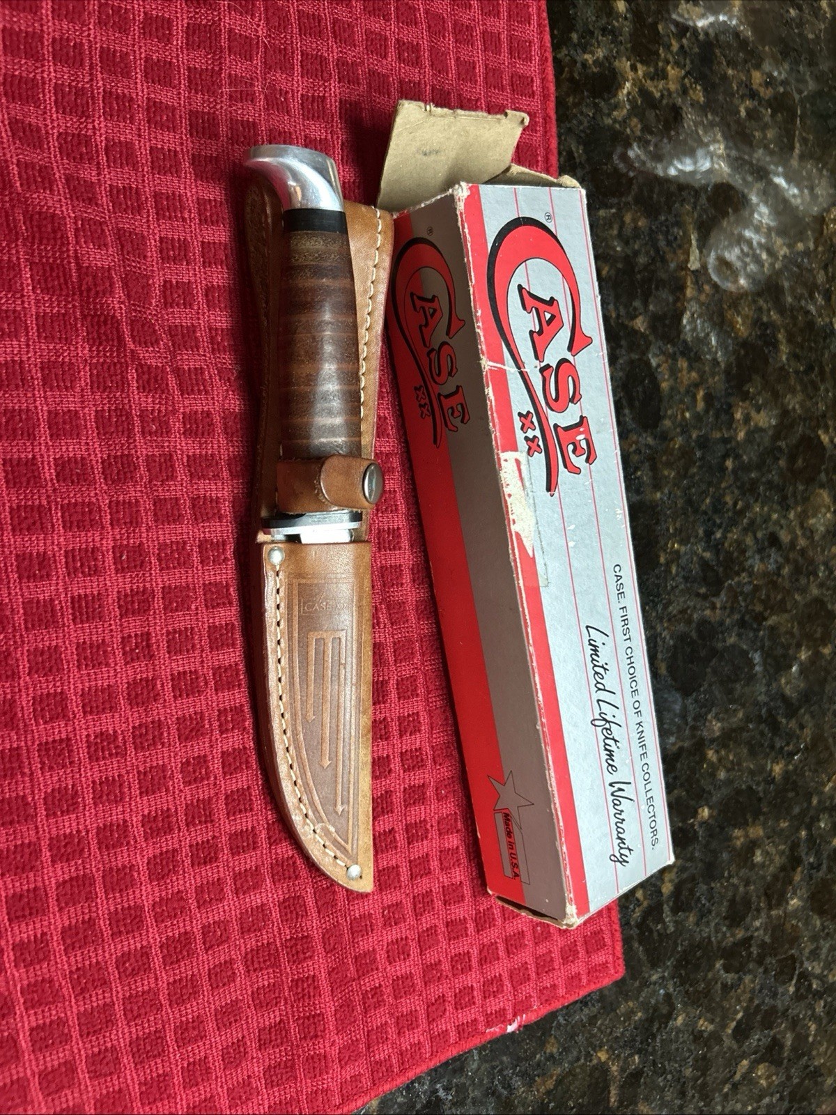 Case XX, 3 FINN SS, 1992, Fixed Blade Knife, With Leather Sheath, Original Box