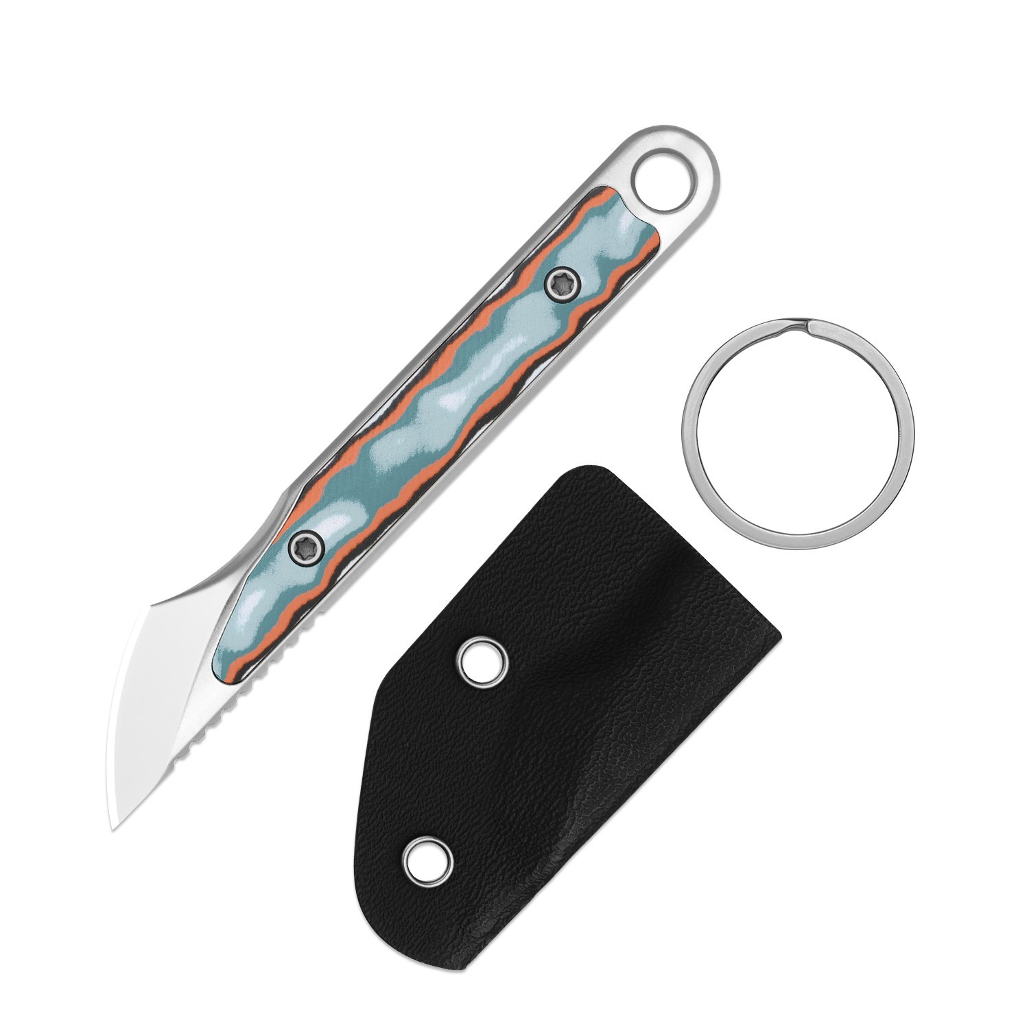 Kizer Cannoli Keychain Fixed Knife AUS-10 Blade Micarta Handle + Sheath 1089A1