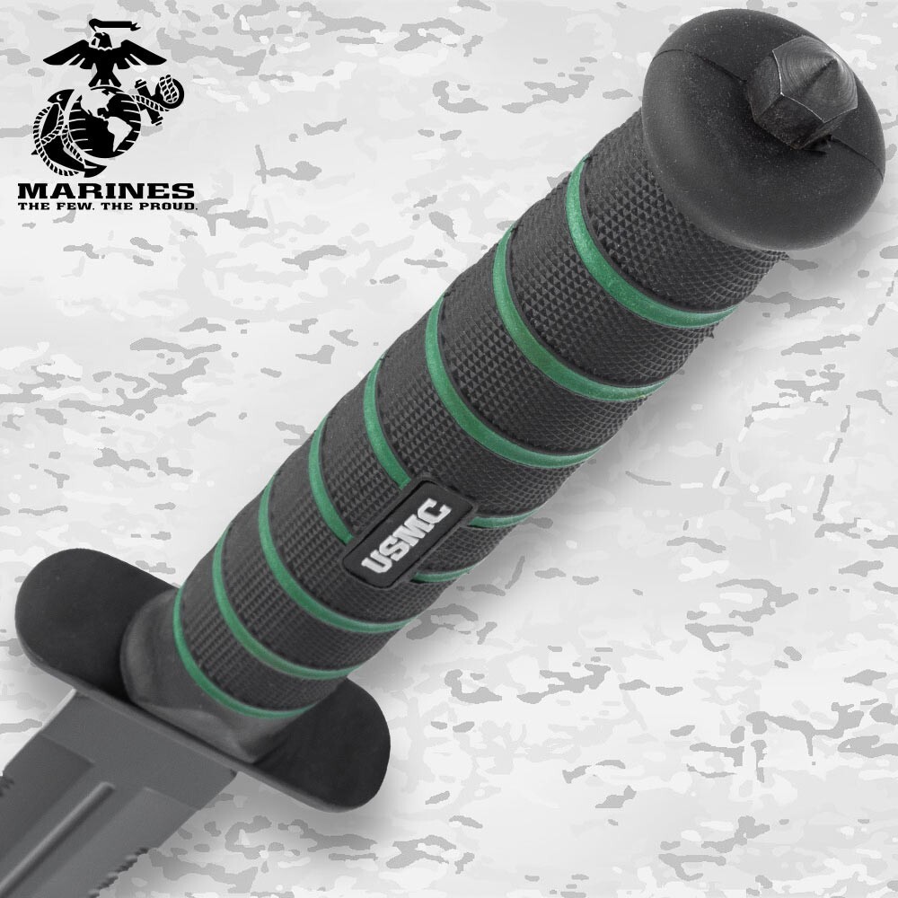 USMC Blackout Combat Double-Edged Sword with Nylon Sheath, Officially Licensed
